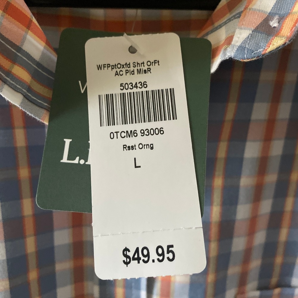 LL Bean Women's Long-Sleeved‎ Button-Down Top Size L Wrinkle Free Plaid NWT - Picture 5 of 7